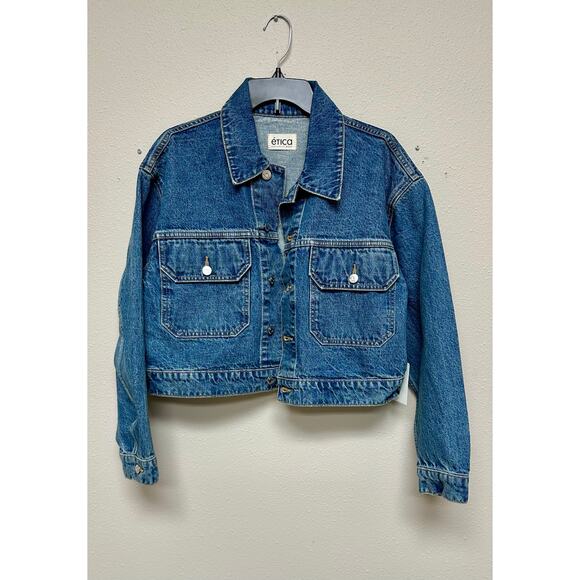 Ética River Crop Denim Jacket - Size S - New Without Tags - Picture 2 of 5